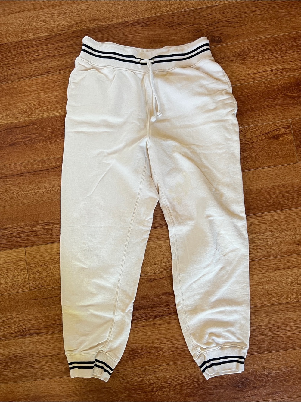 Jcrew cream color Jogger Sweatpants with Striped Waistband Medium